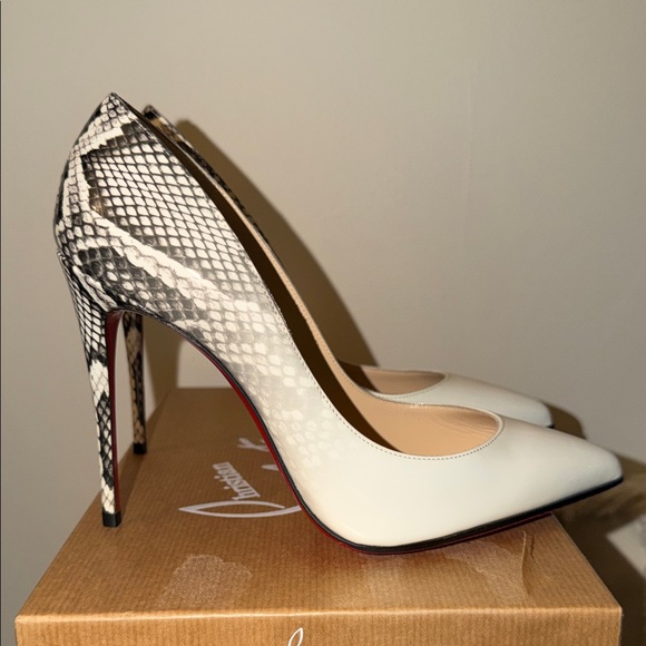 Christian Louboutin Shoes - Christian Louboutin White/Black Patent Leather Pigalle 100